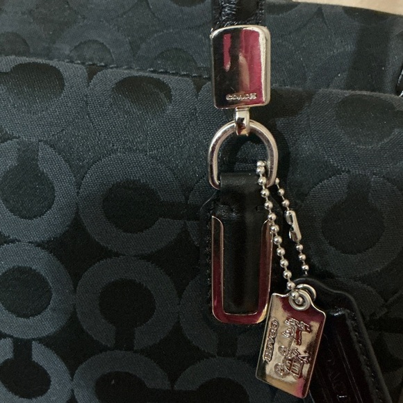 Coach Madison Op Art Sateen Madeline Satchel with silver hardware. (ECU) - Picture 7 of 14